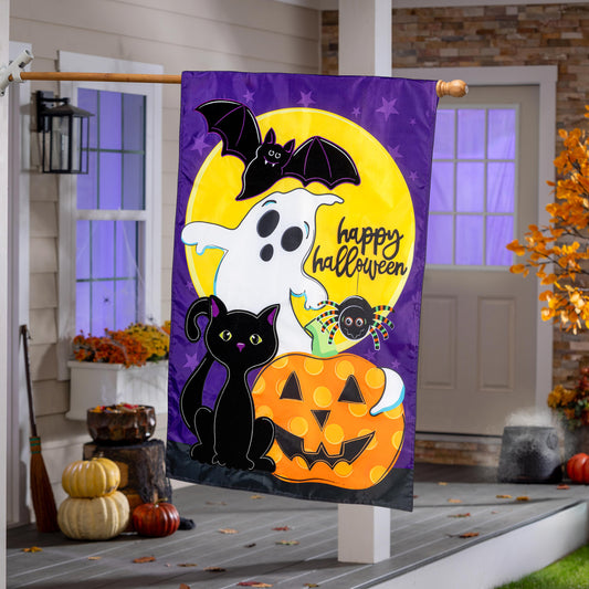 Halloween Friends Applique House Flag