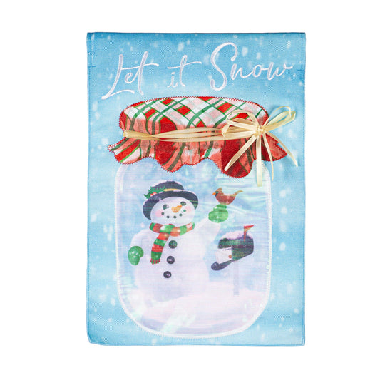 Let it Snow Snowman Burlap Garden Flag