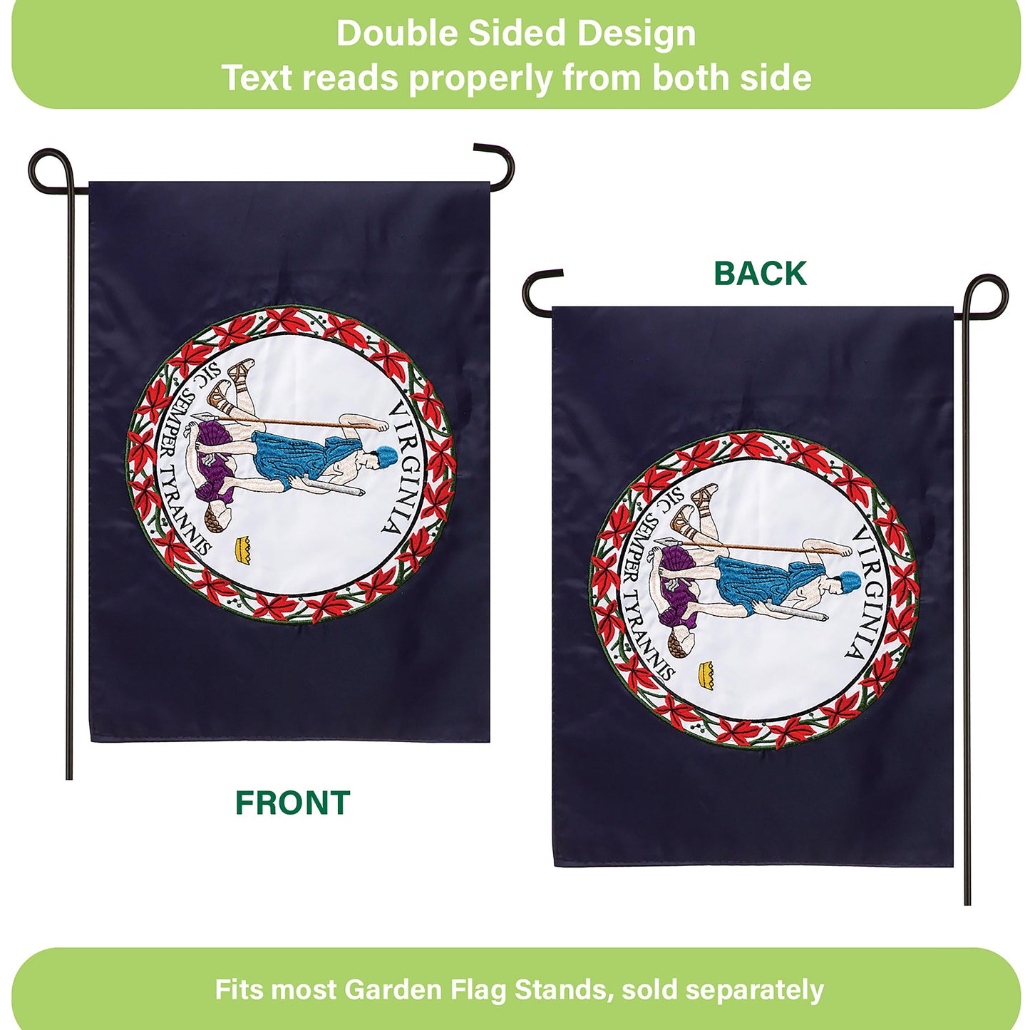 Virginia State Flag Garden Applique Flag