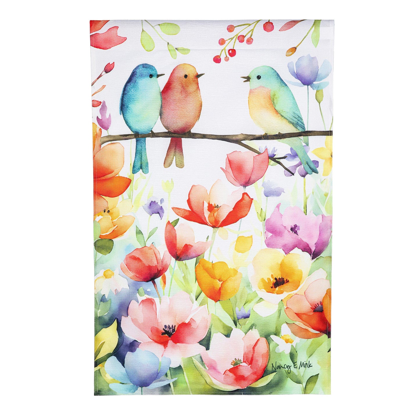 Bird Talk Burlap House Flag