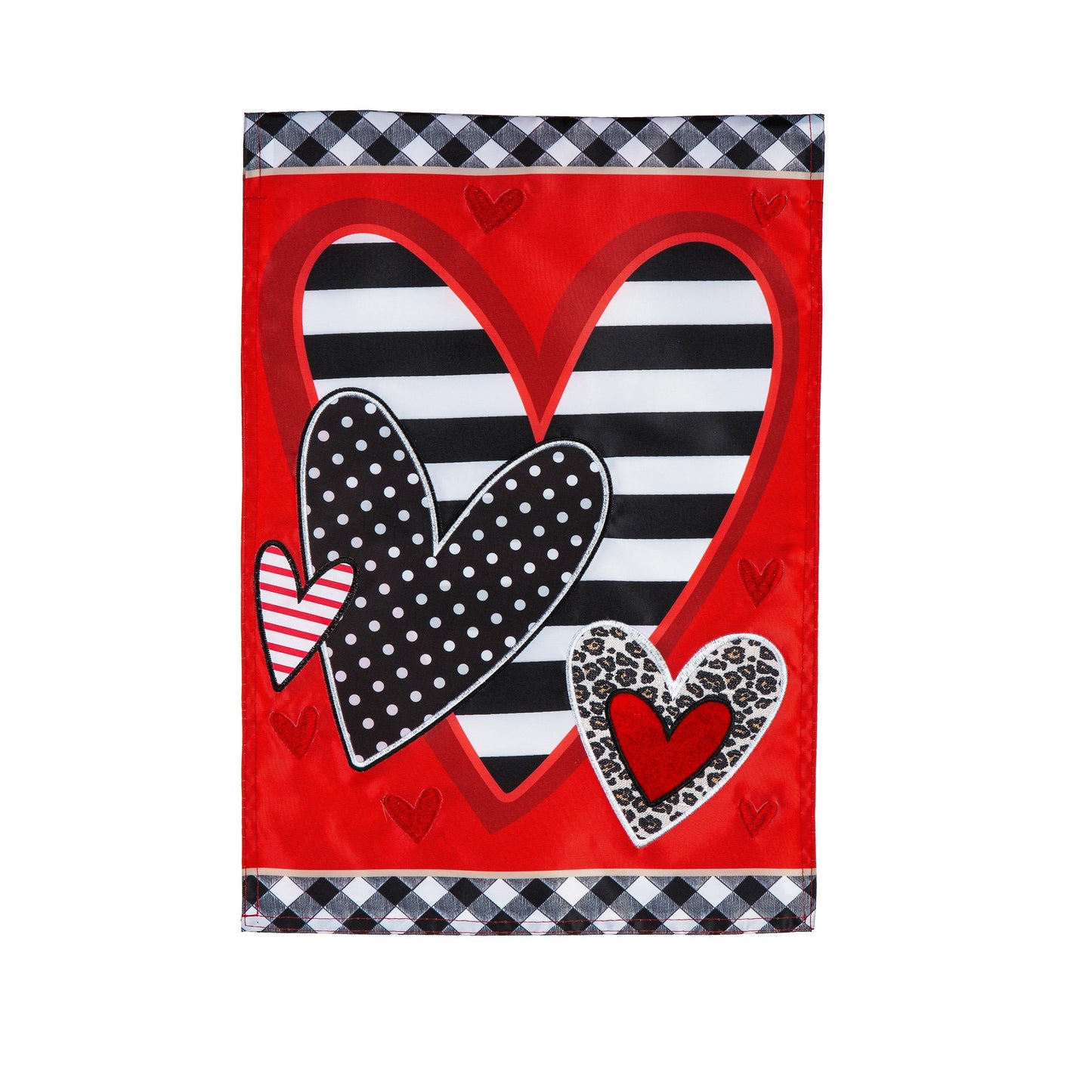 Patterned Heart Applique Garden Flag