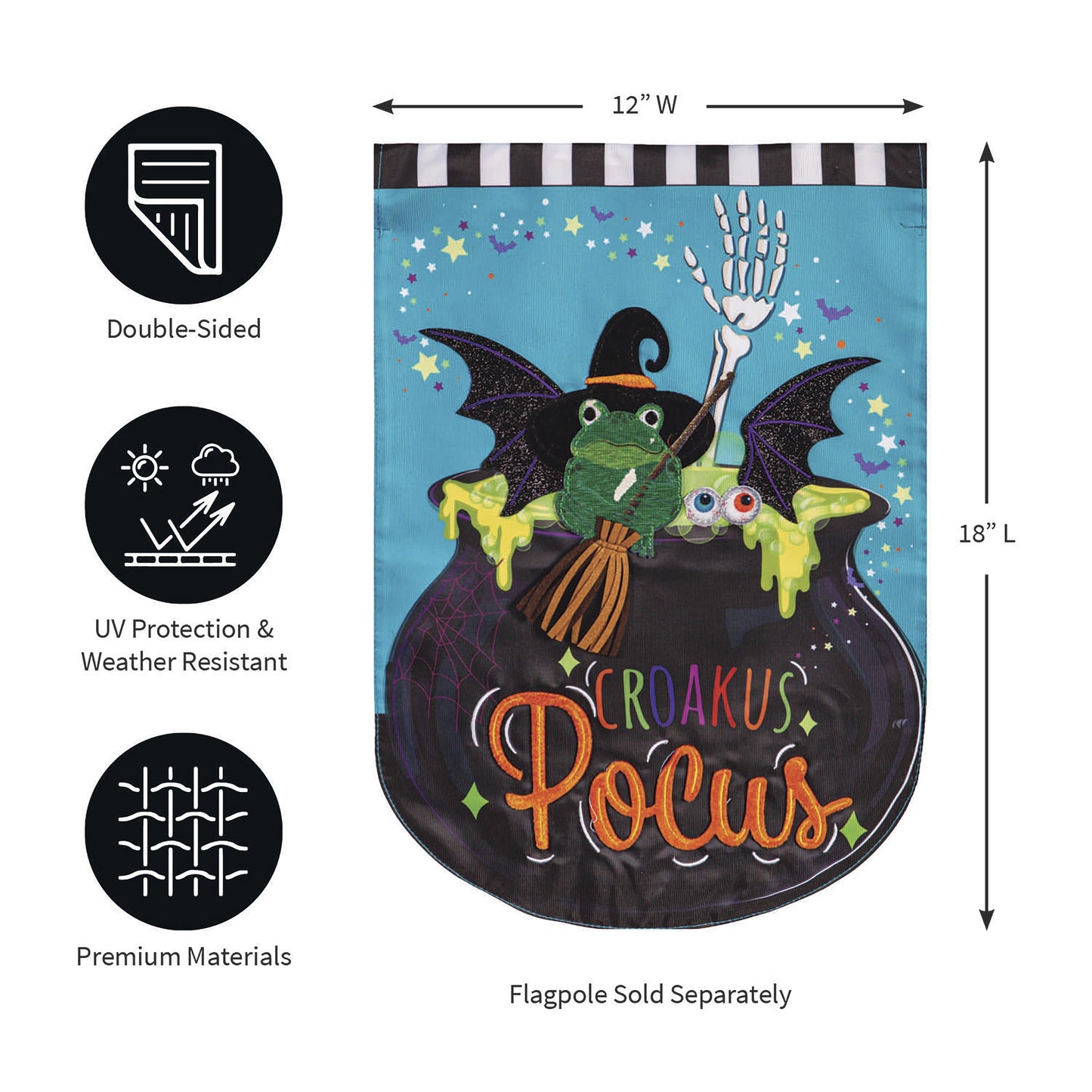 Croakus Pocus Applique Garden Flag