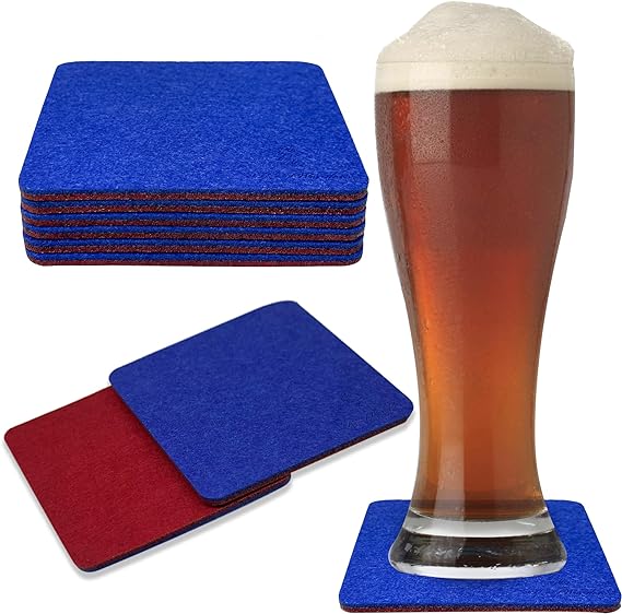 Premium Felt Coasters for Drink, by AA Wonders (Wine Red/Royal Blue)