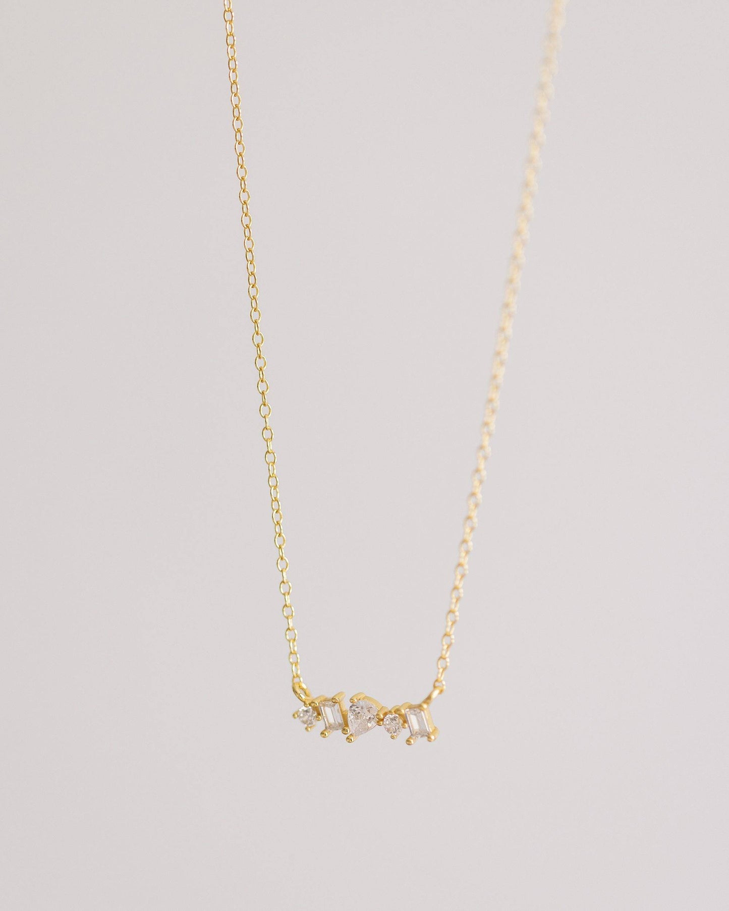 Gold Crystal Bar Necklace