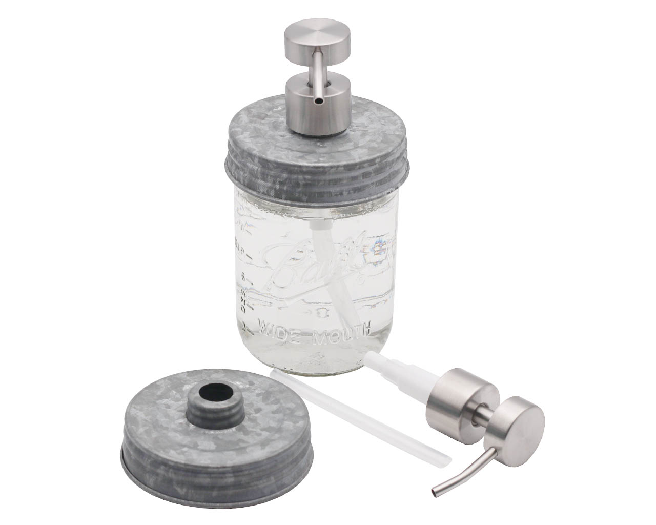 Satin / Brushed Finish Soap Pump Dispensers for Mason Jars