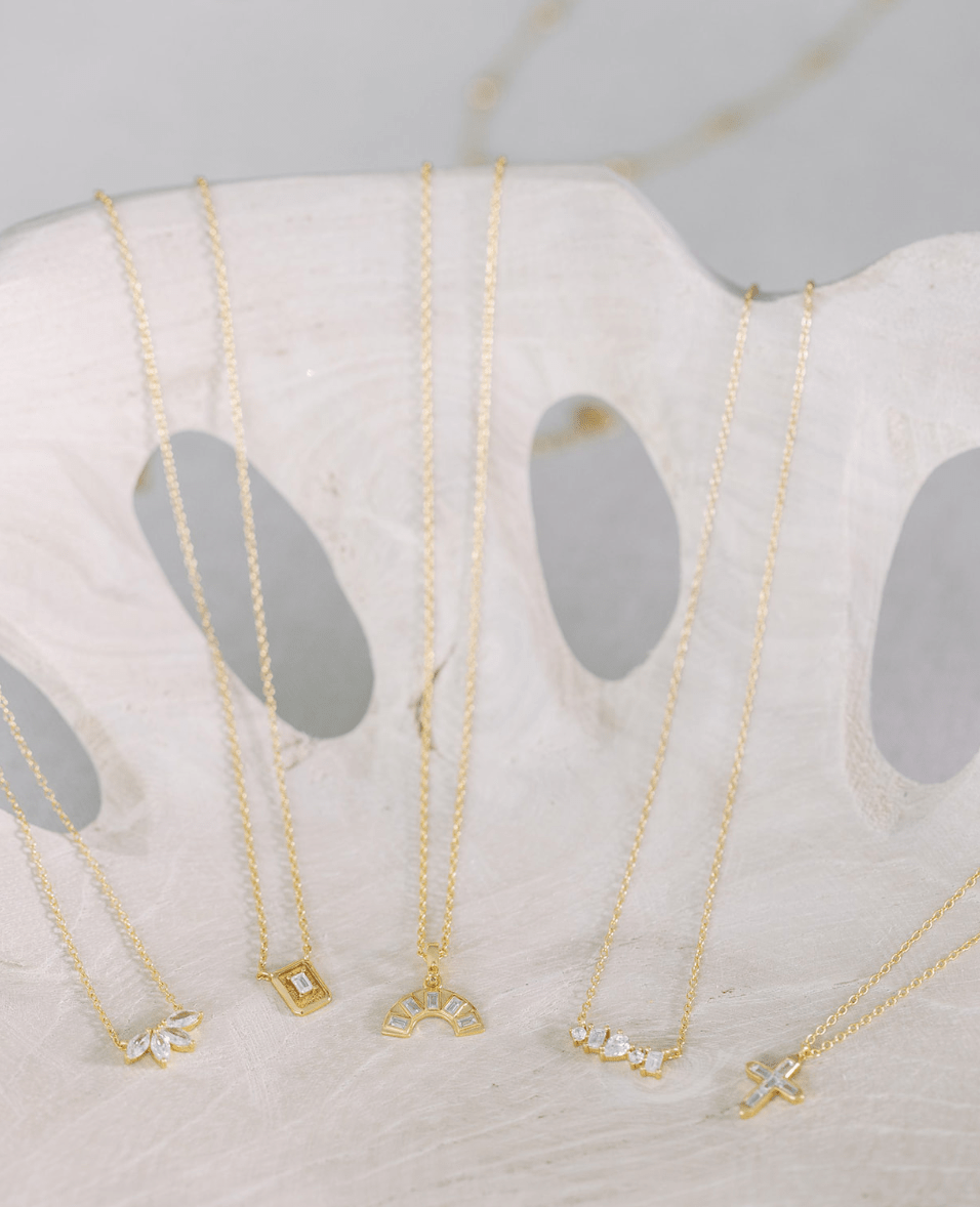 Gold Crystal Rainbow Necklace