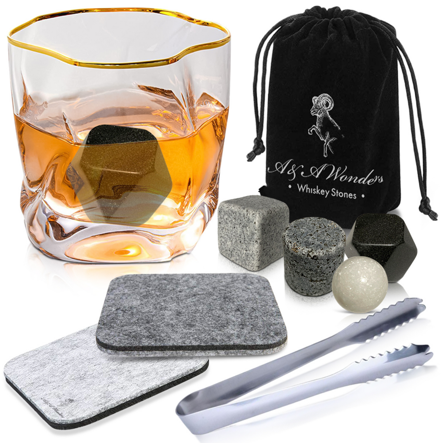Premium Whiskey Stones Set Of 4 Geometrical shapes