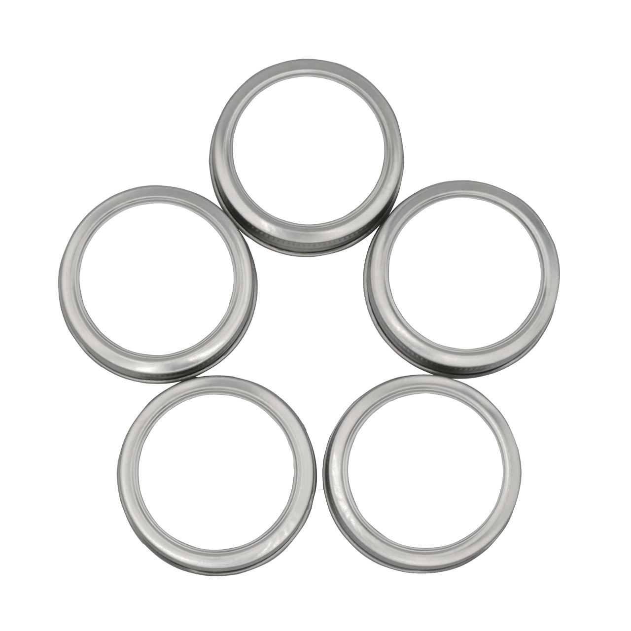 Rust Proof Stainless Steel Bands / Rings for Mason Jars 5 Pack