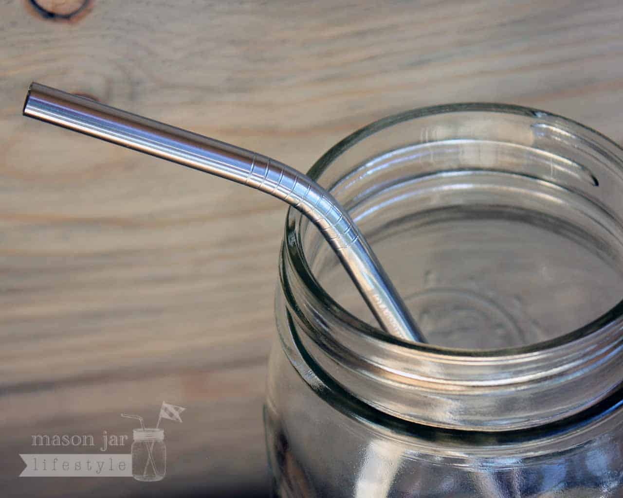 Medium Thin Bent Stainless Steel Straw for Pint Mason Jars