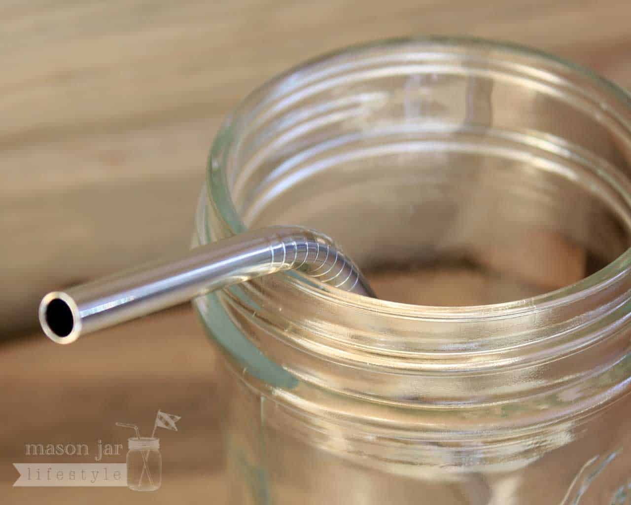 Short Thin Bent Stainless Steel Straw for Half Pint Mason Jars