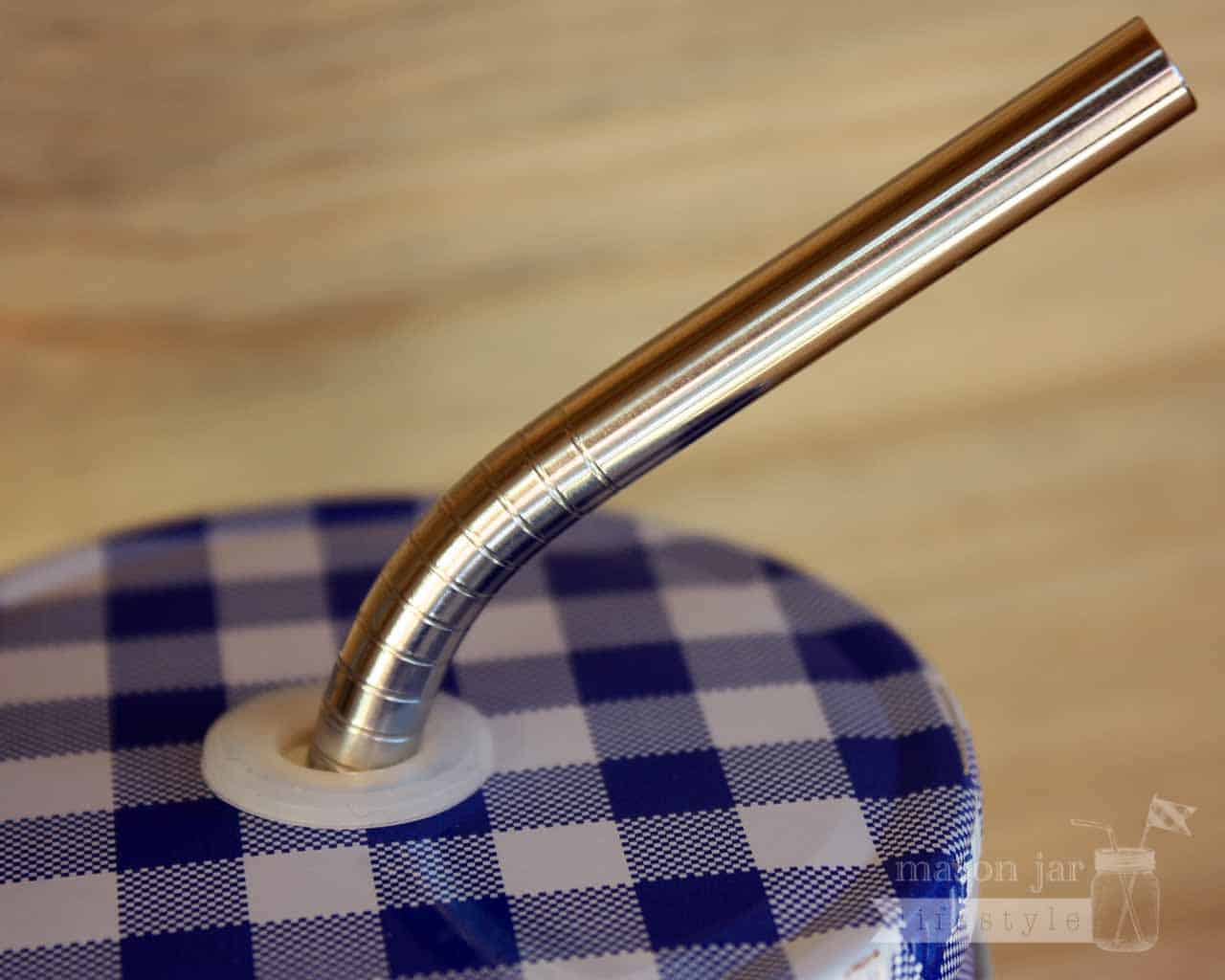 Short Thin Bent Stainless Steel Straw for Half Pint Mason Jars