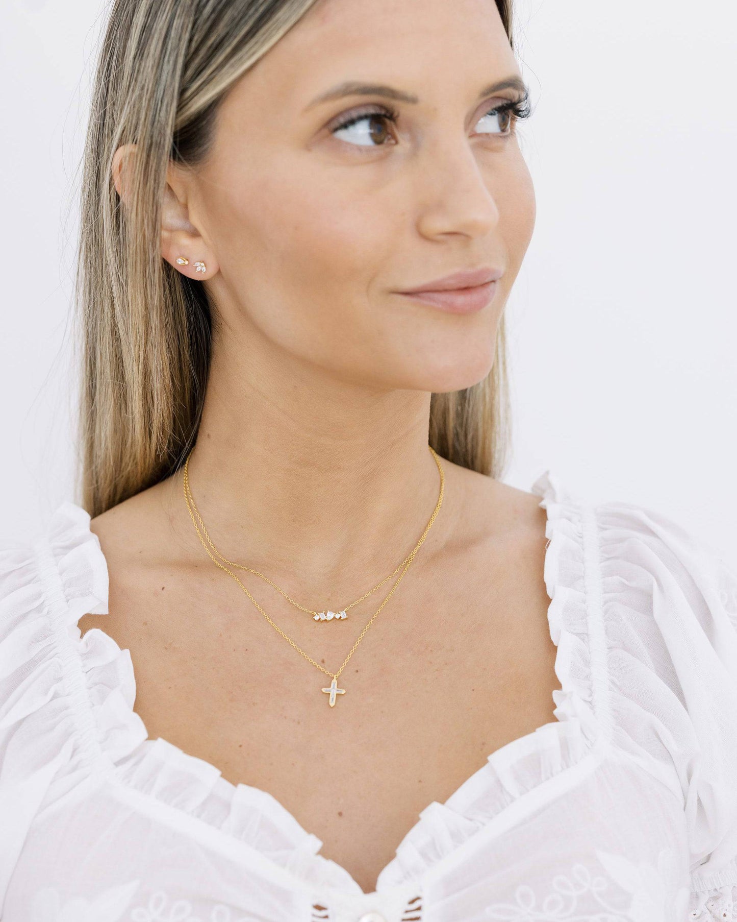 Gold Crystal Cross Necklace