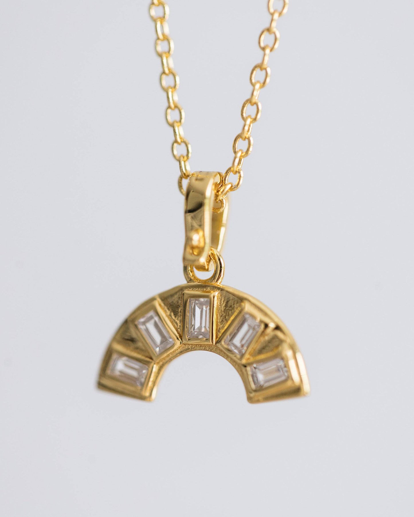 Gold Crystal Rainbow Necklace