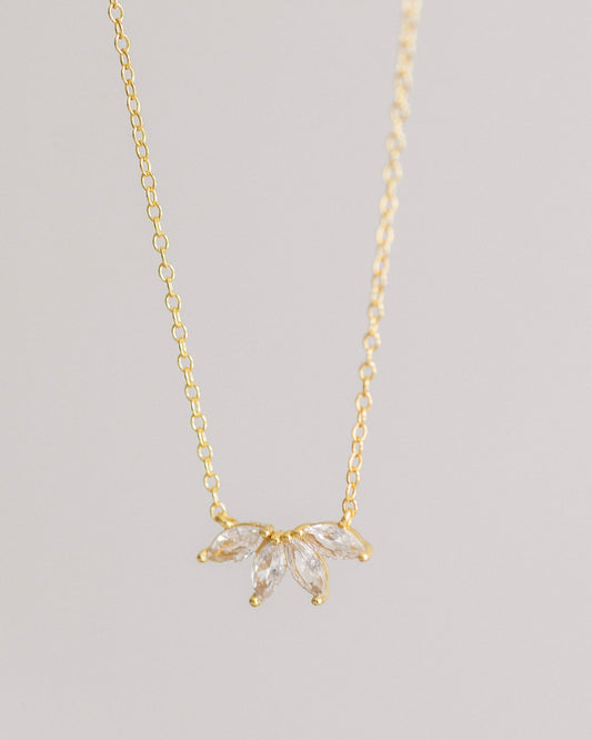 Gold Crystal Flower Necklace