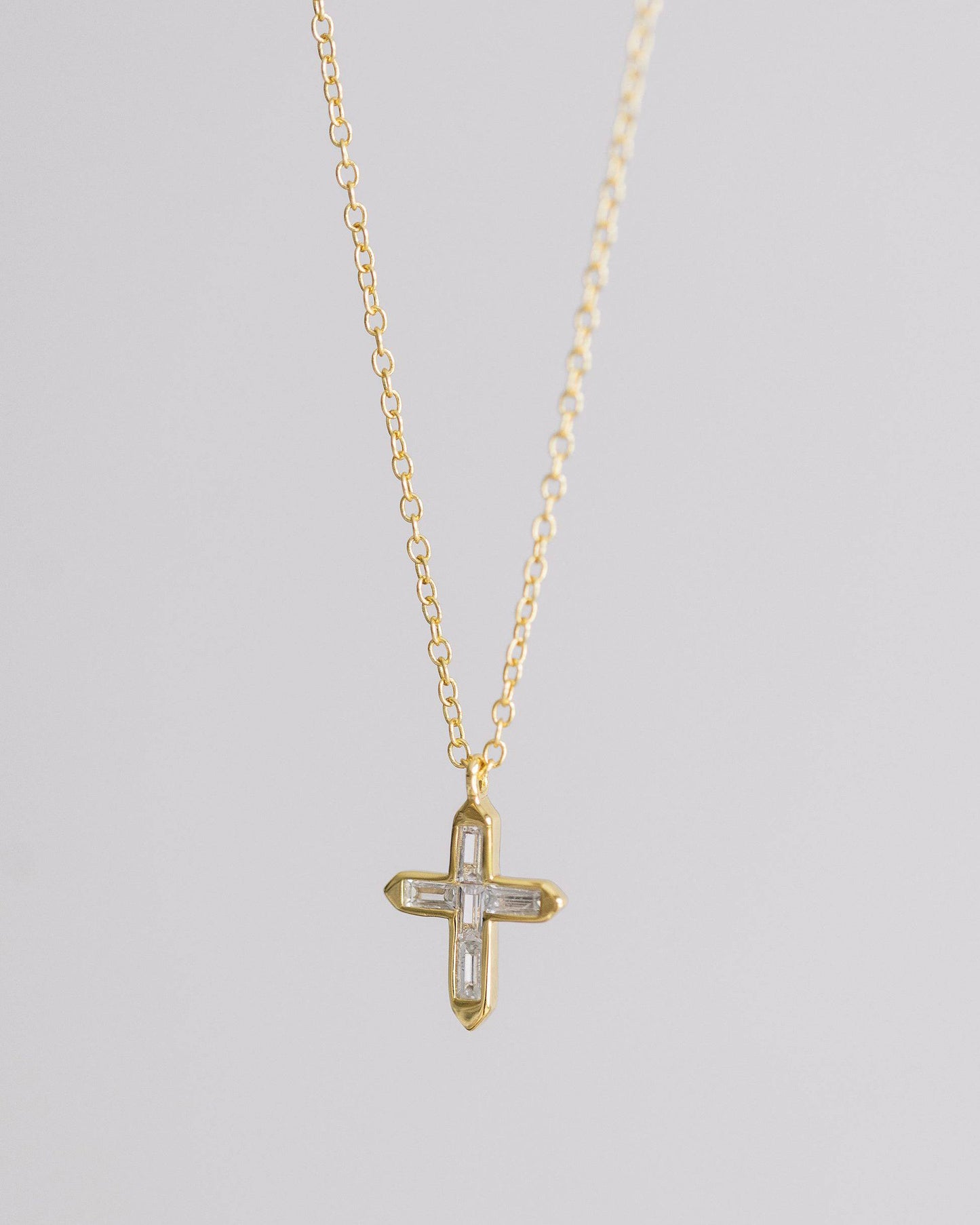 Gold Crystal Cross Necklace