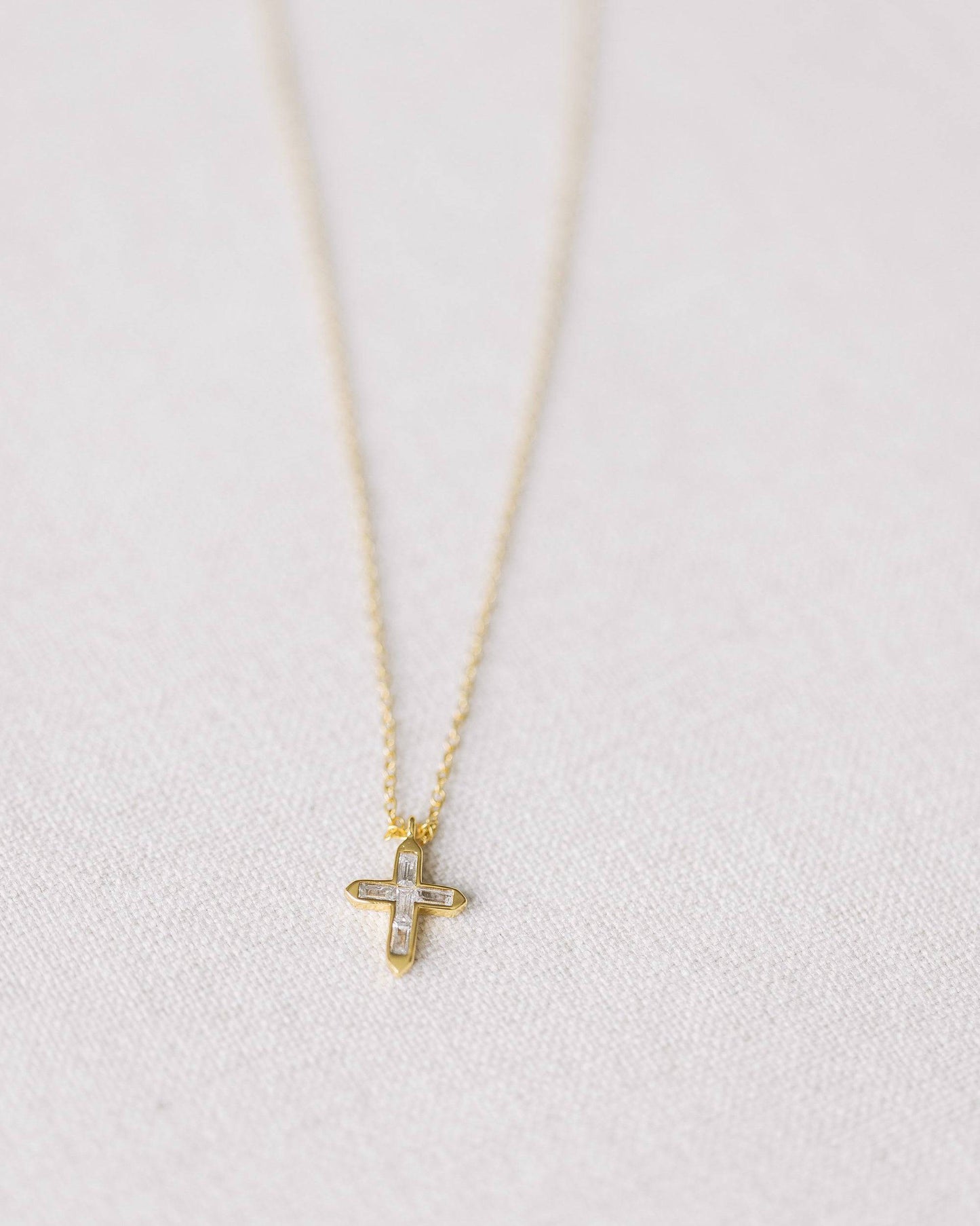 Gold Crystal Cross Necklace