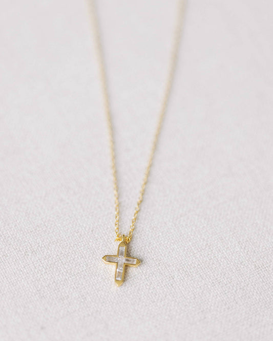 Gold Crystal Cross Necklace