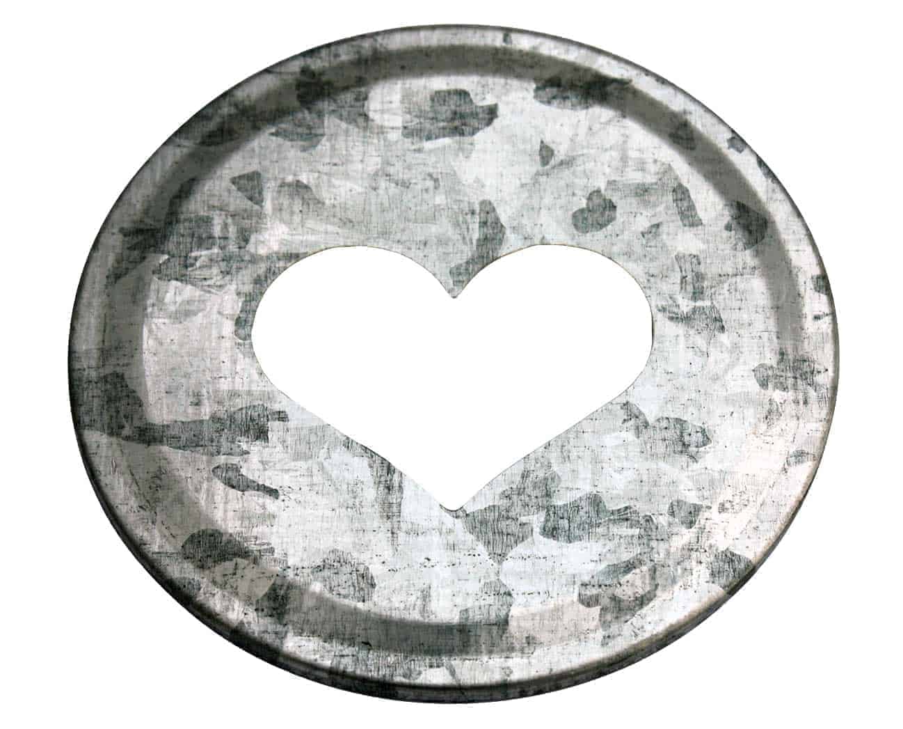 Heart Cutout Galvanized Metal Lid Inserts for Mason Jars 10 Pack