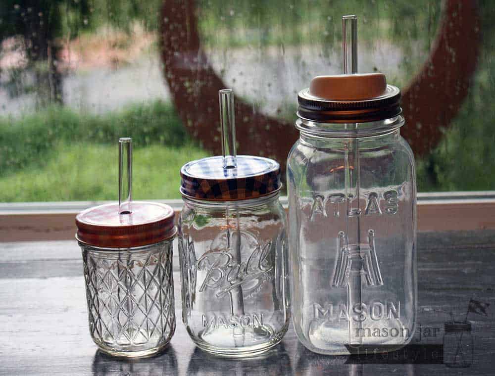 Long Glass Straws for Quart Mason Jars 4 Pack + Cleaner