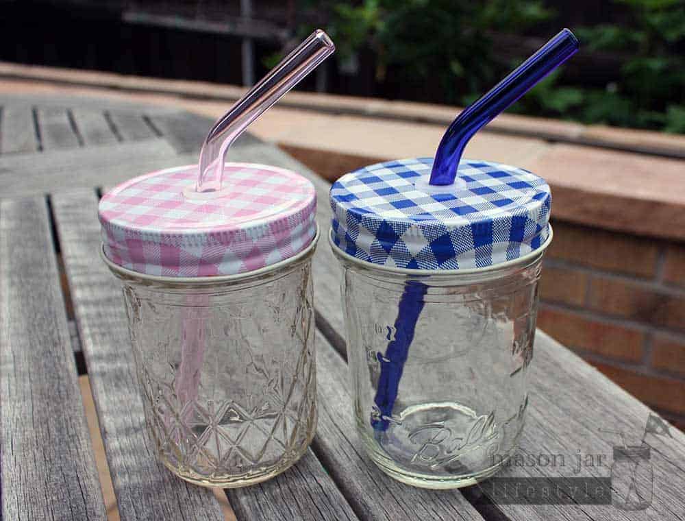Short Bent Glass Straws for Half Pint Mason Jars