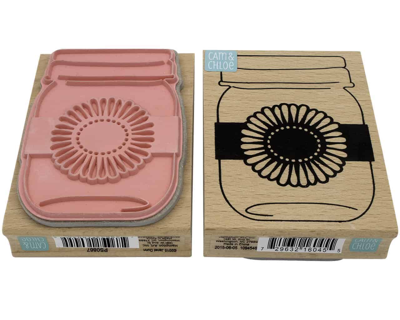 Mason Jar Stamp with Sunflower / Daisy Design