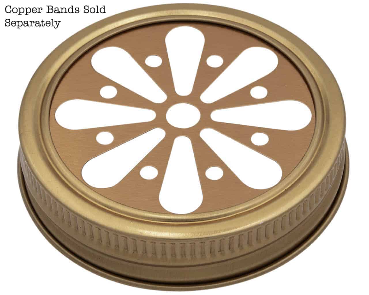 Daisy Cut Copper or Gold Metal Lid Inserts for RM Mason Jars 10 Pack