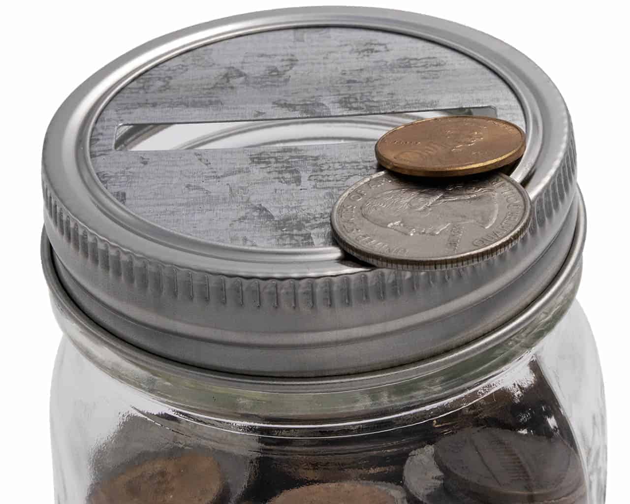 Coin Slot Bank Galvanized Metal Lid Insert for Mason Jars 10 Pack