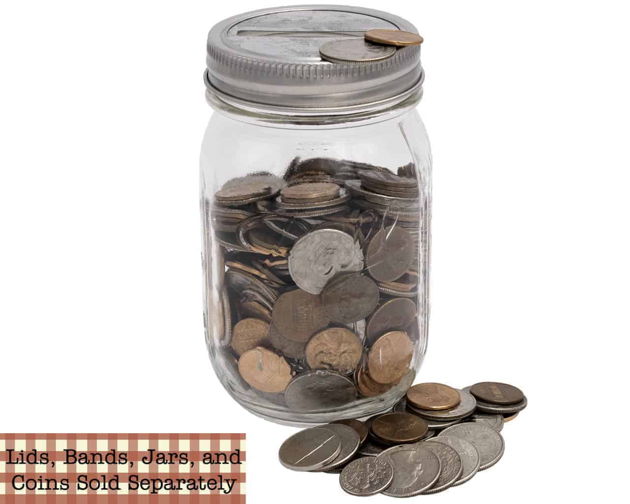Coin Slot Bank Galvanized Metal Lid Insert for Mason Jars 10 Pack