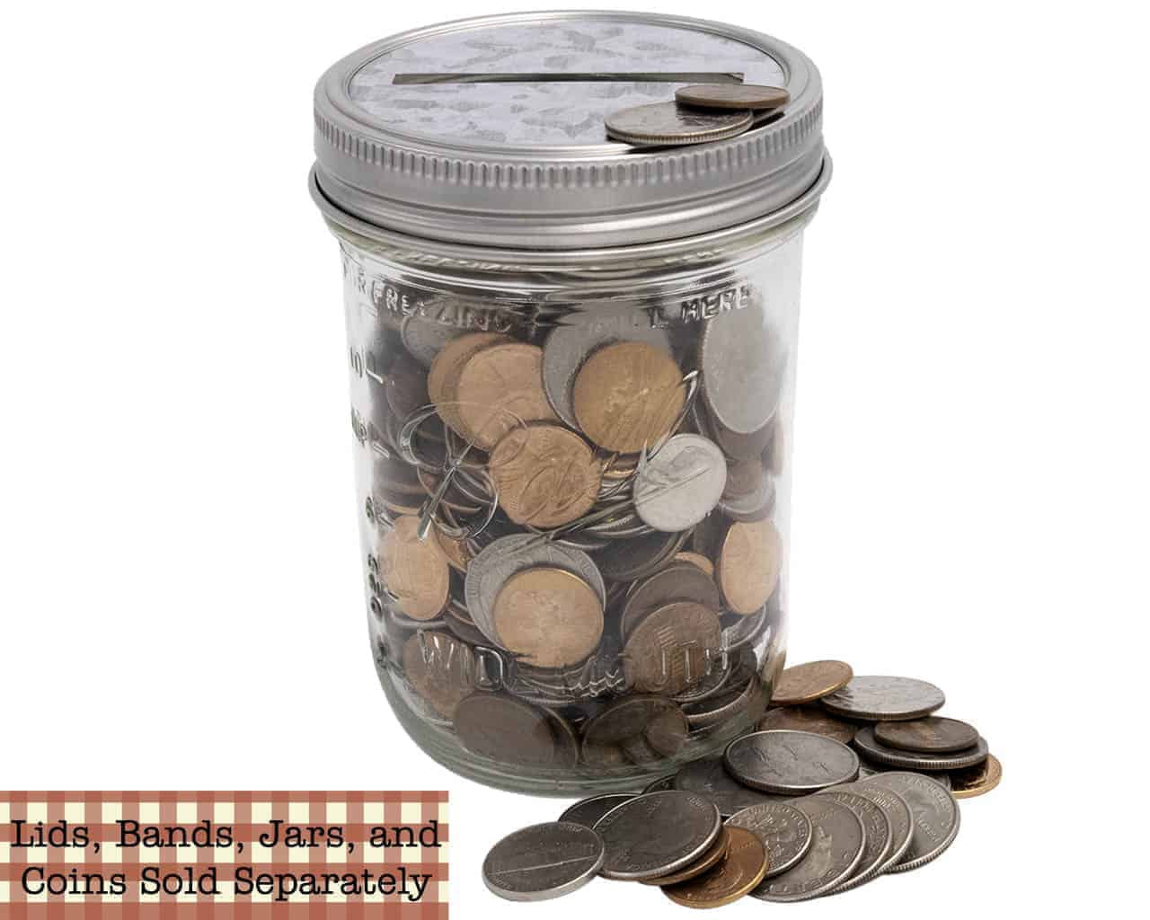 Coin Slot Bank Galvanized Metal Lid Insert for Mason Jars 10 Pack