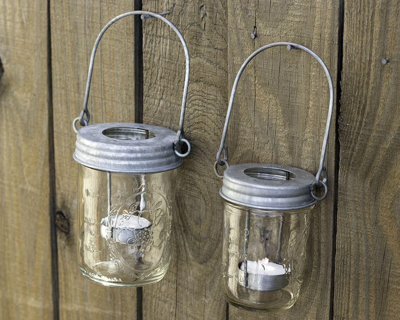 Galvanized Metal Tea Light Candle Holder Lids With Handles for Mason Jars 3 Pack