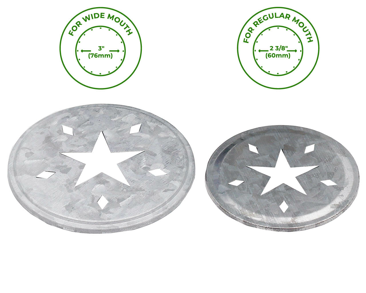 Star Cutout Galvanized Metal Lid Inserts for Mason Jars 10 Pack