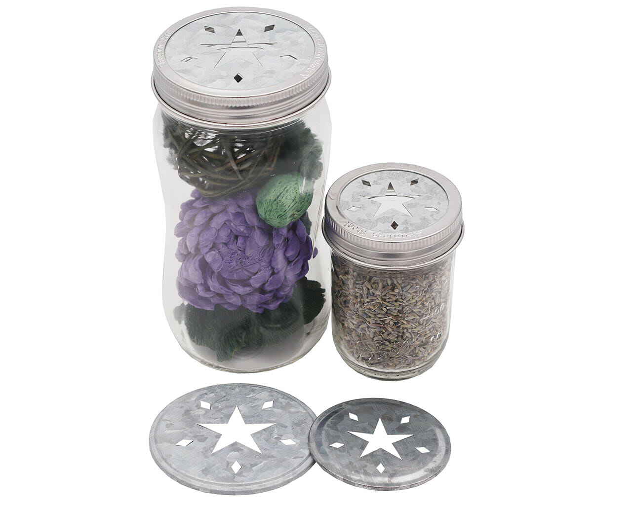 Star Cutout Galvanized Metal Lid Inserts for Mason Jars 10 Pack