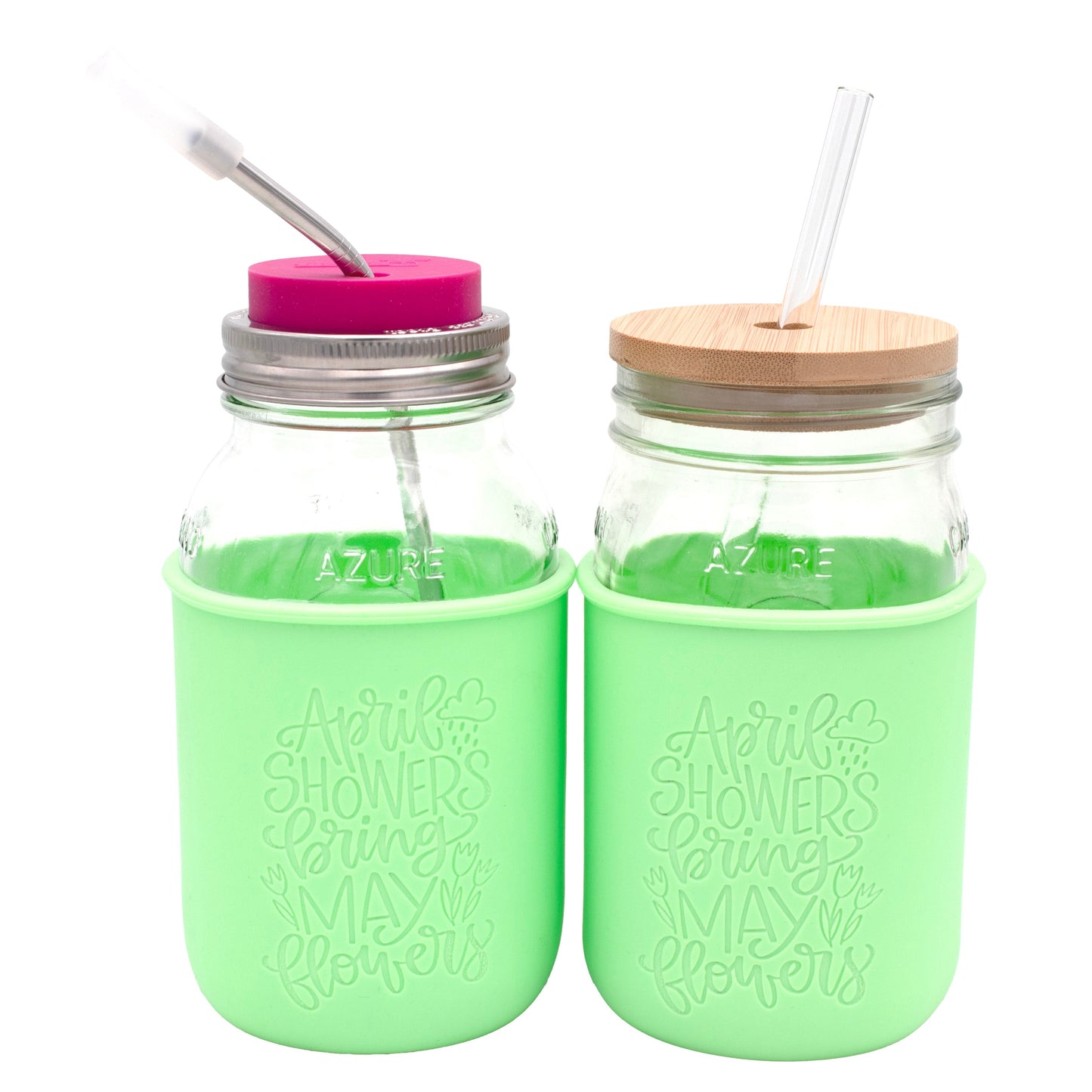 "April Showers" *Limited Edition* Engraved Mint Green Quart Sleeve