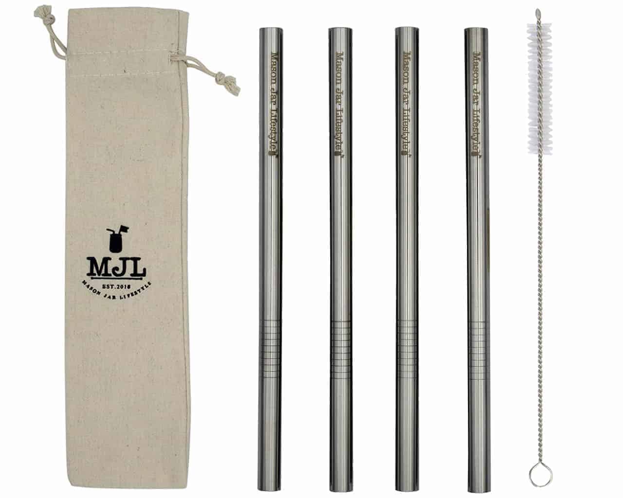 Long Stainless Steel Boba Straws for Quart Mason Jars