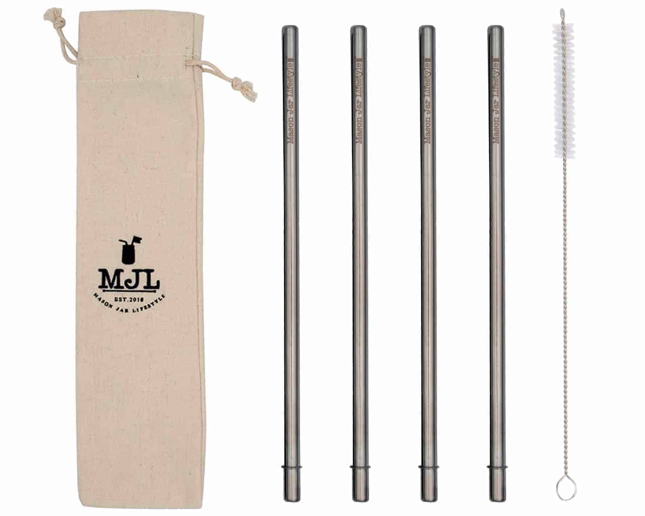 Long Safer Rounded End Stainless Steel Straw for Quart Mason Jars