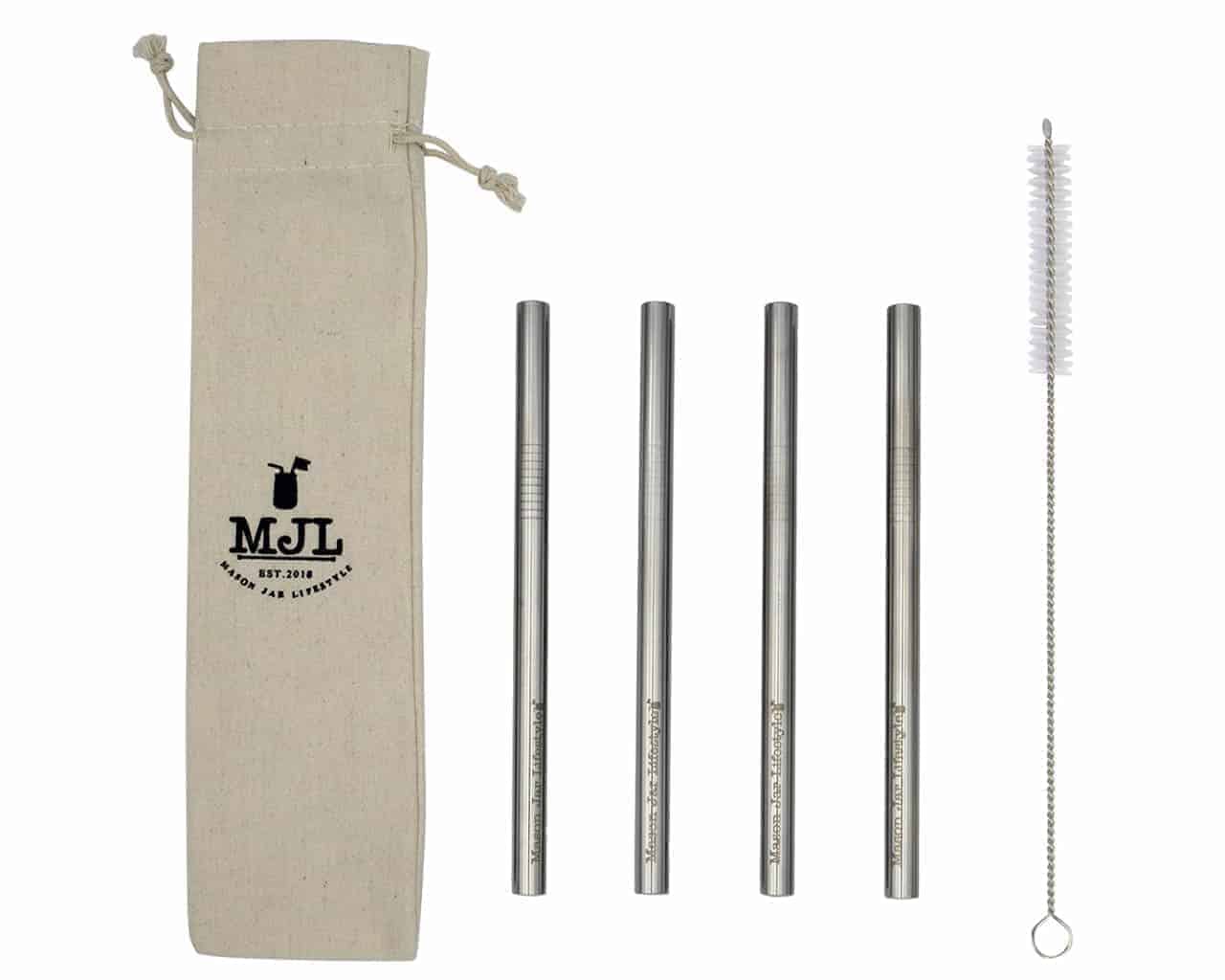 Medium Stainless Steel Smoothie Straws for Pint Mason Jars