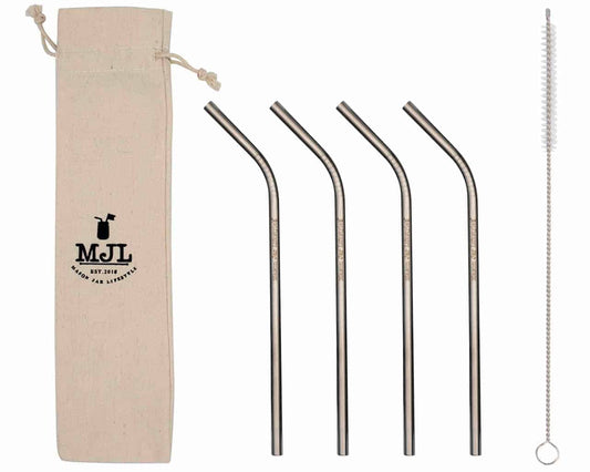 Medium Thin Bent Stainless Steel Straw for Pint Mason Jars