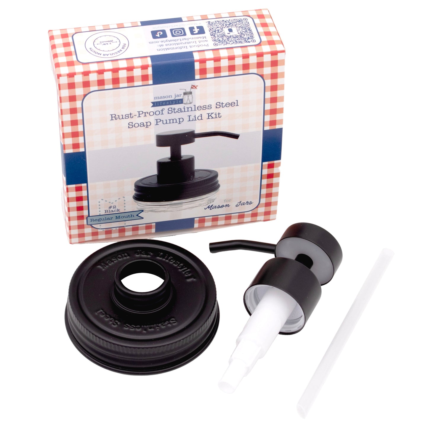 Matte Black Soap Pump Lid Kit for Mason Jars