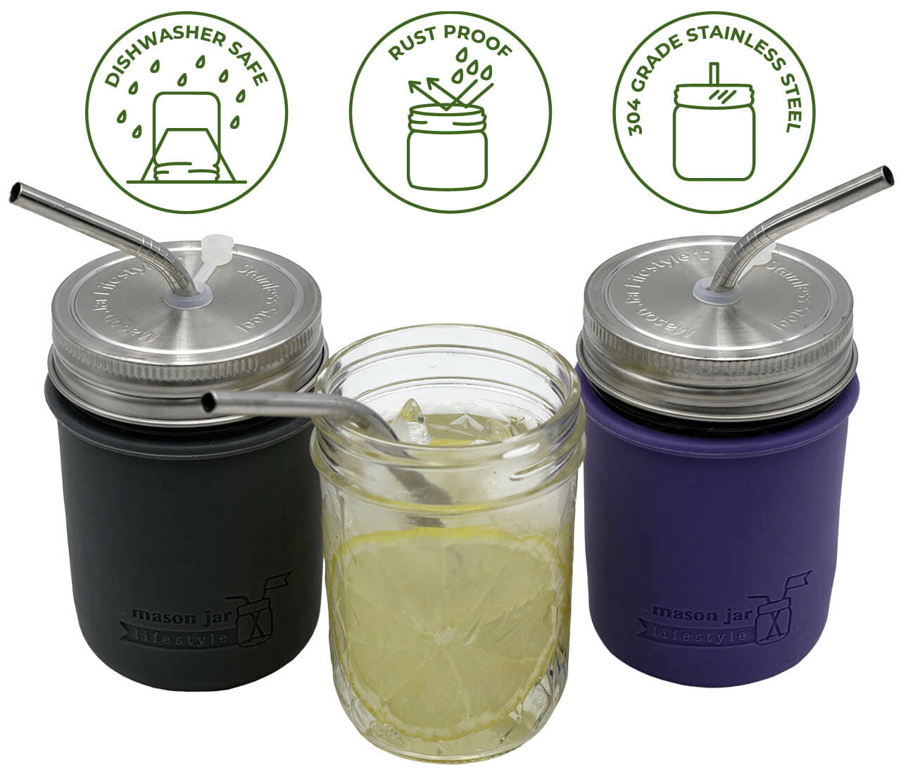 Straw Hole Tumbler Stainless Steel Lids for Mason Jars 5 Pack
