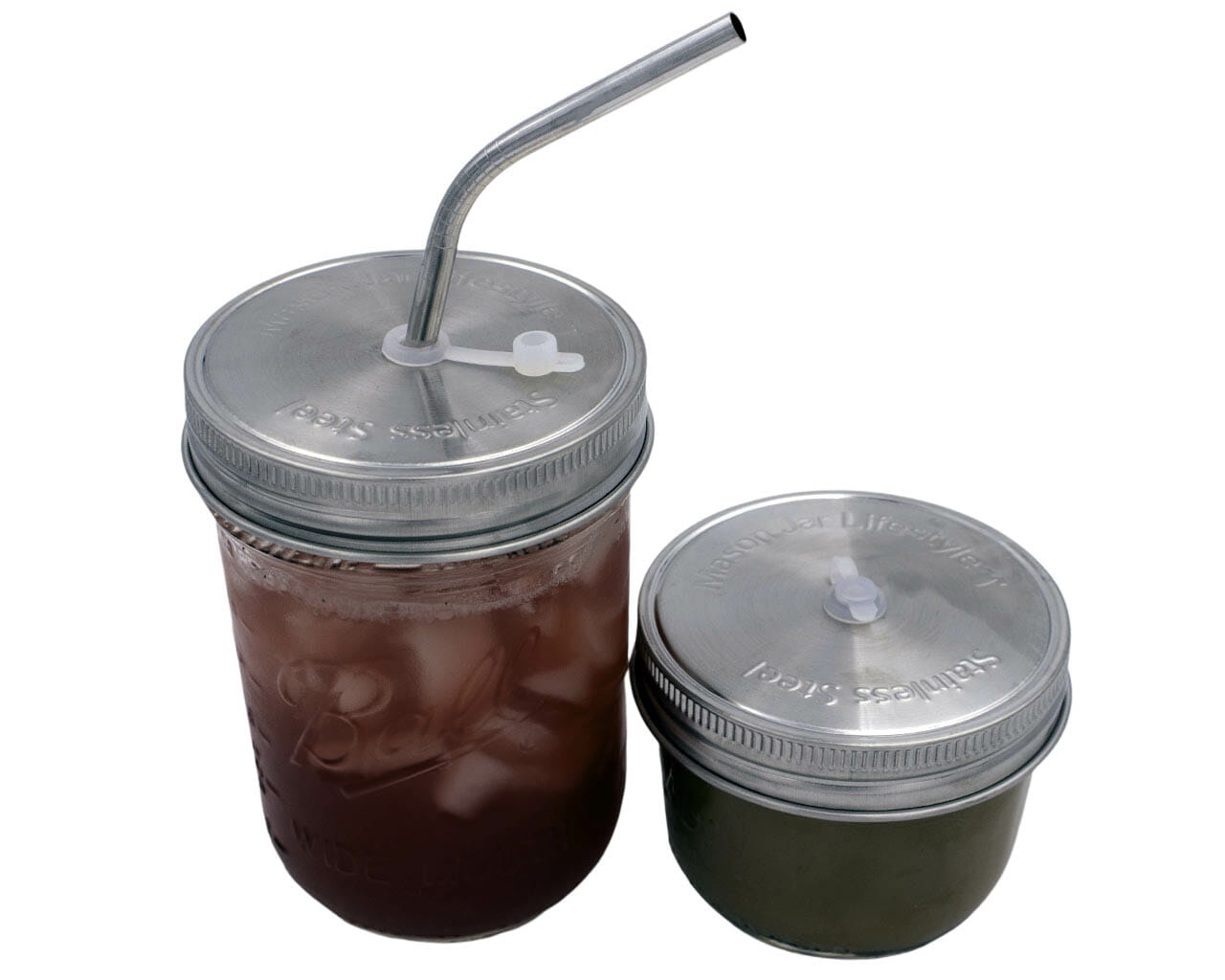 Straw Hole Tumbler Stainless Steel Lids for Mason Jars 5 Pack