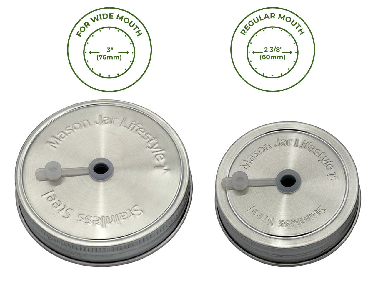 Straw Hole Tumbler Stainless Steel Lids for Mason Jars 5 Pack