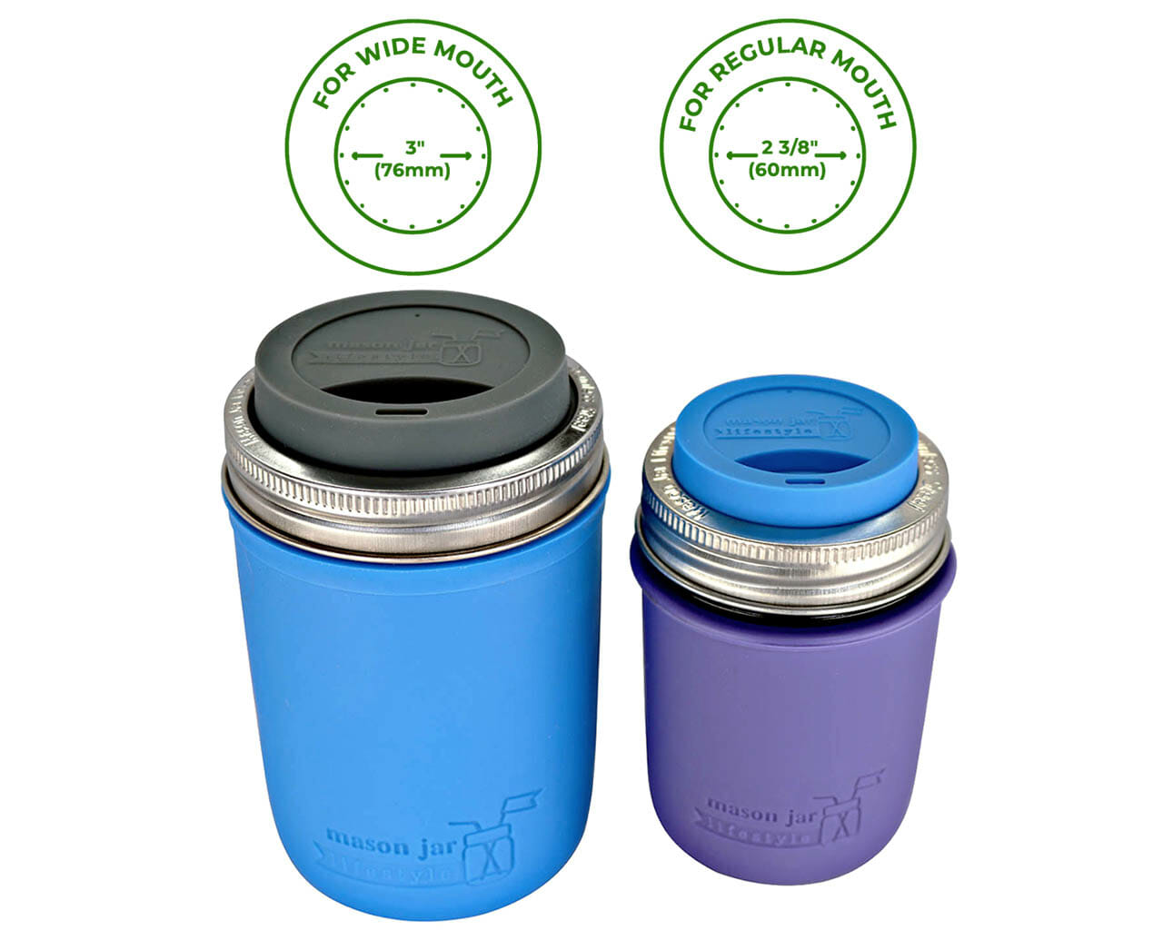 Silicone Drinking Lid with Stainless Steel Band for Mason Jars