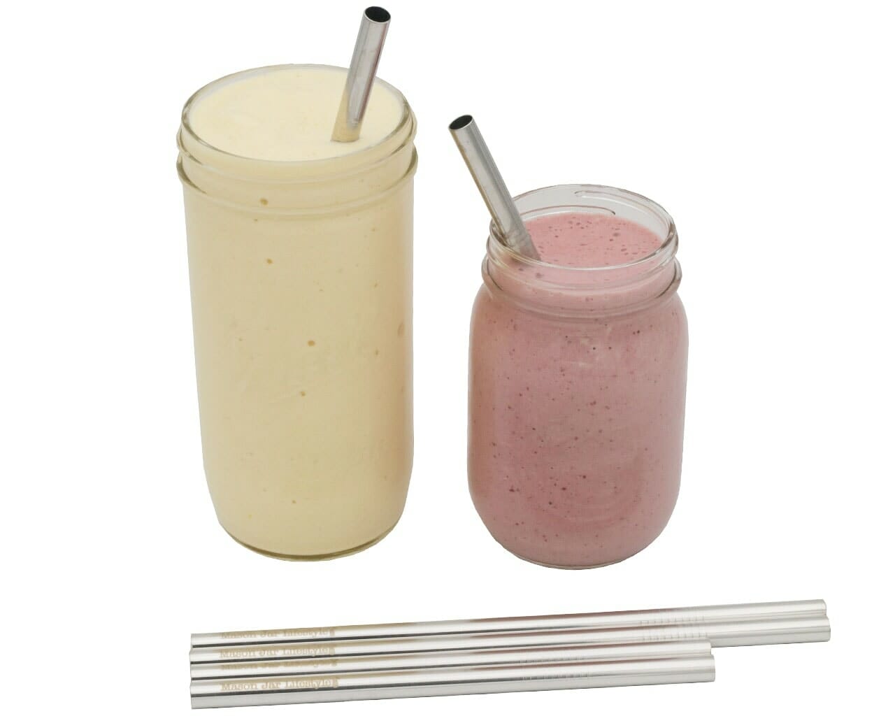 Long Stainless Steel Smoothie Straws for Quart Mason Jars
