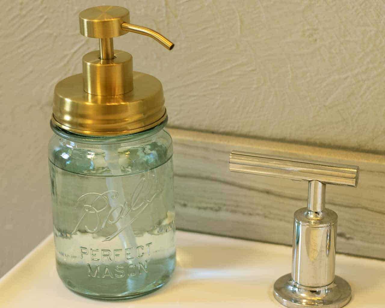 Matte Gold Soap Pump Lid Kit for Regular Mouth Mason Jars