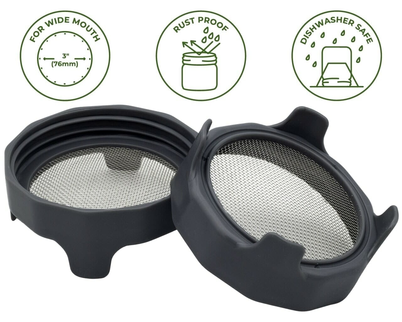 Rust Proof Sprouting Lid with Built-In Stand for Wide Mouth Mason Jars