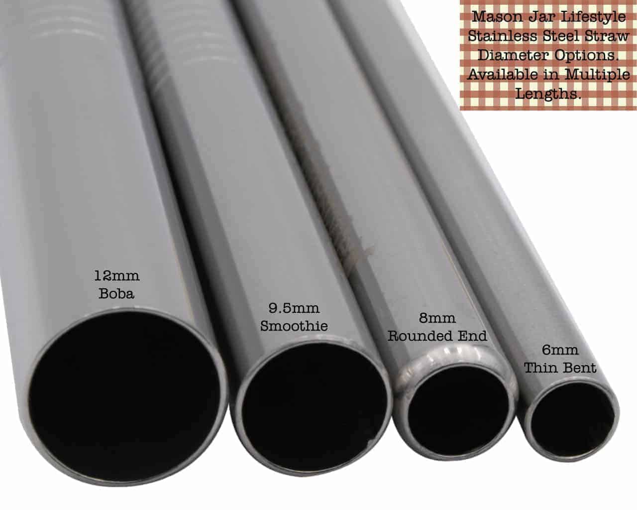 Medium Safer Rounded End Stainless Steel Straw for Pint Mason Jars