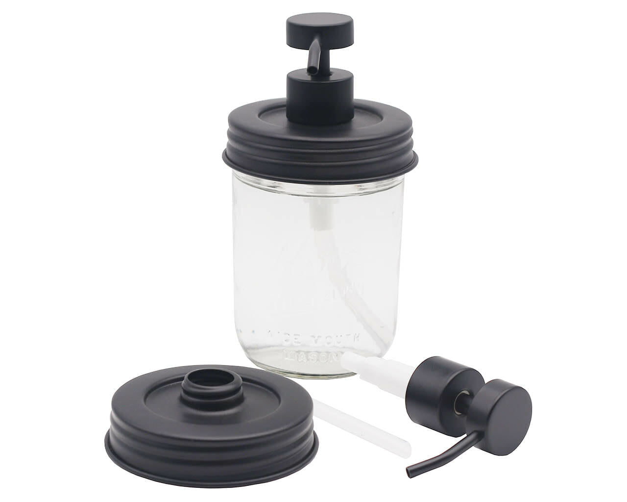 Matte Black Soap Pump Lid Kit for Mason Jars