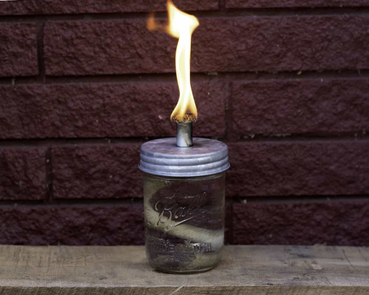 Tiki Torch Oil Lamp Galvanized Metal Lid for Mason Jars