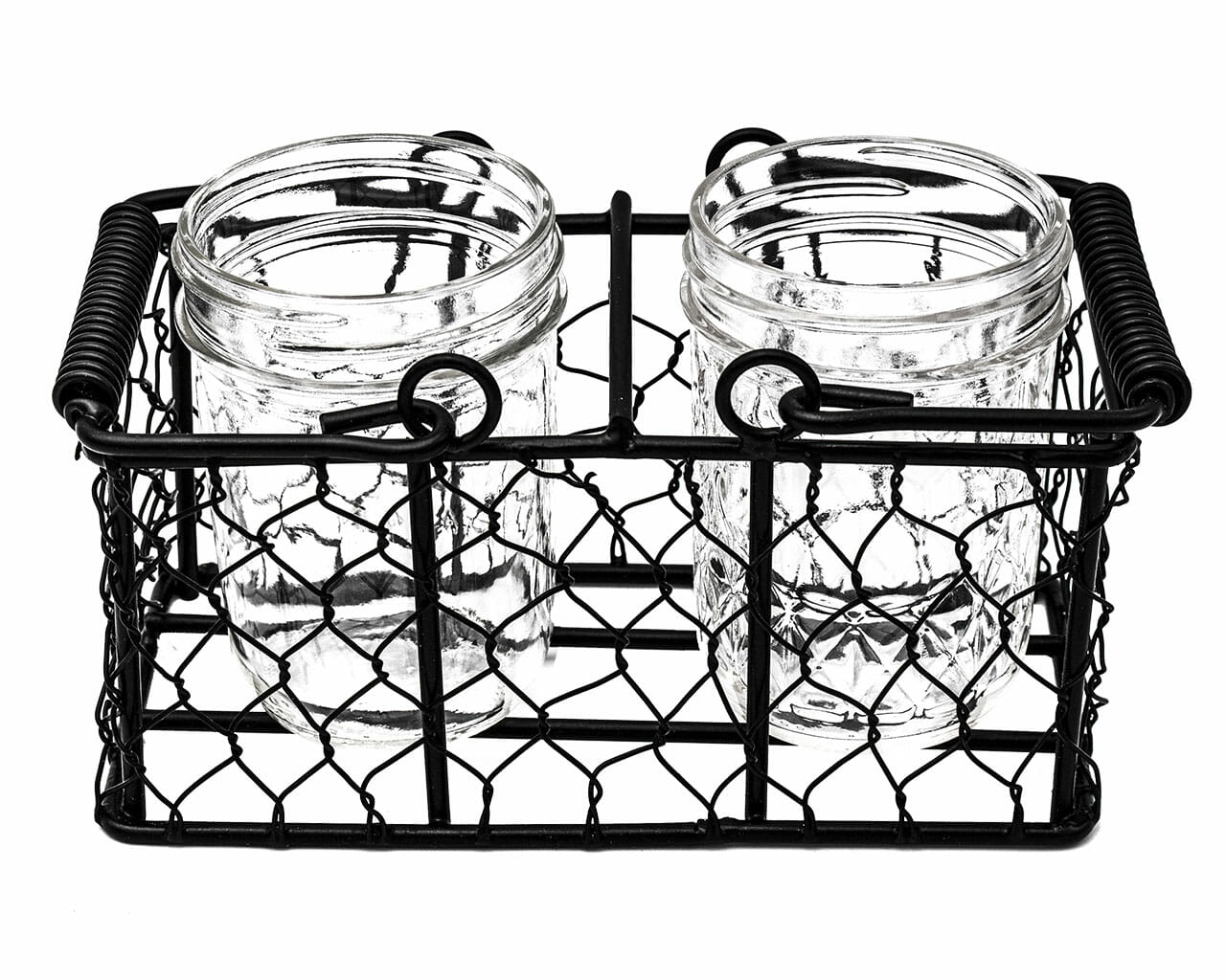 Chicken Wire Caddy for 2 Half Pint 8oz Mason Jars