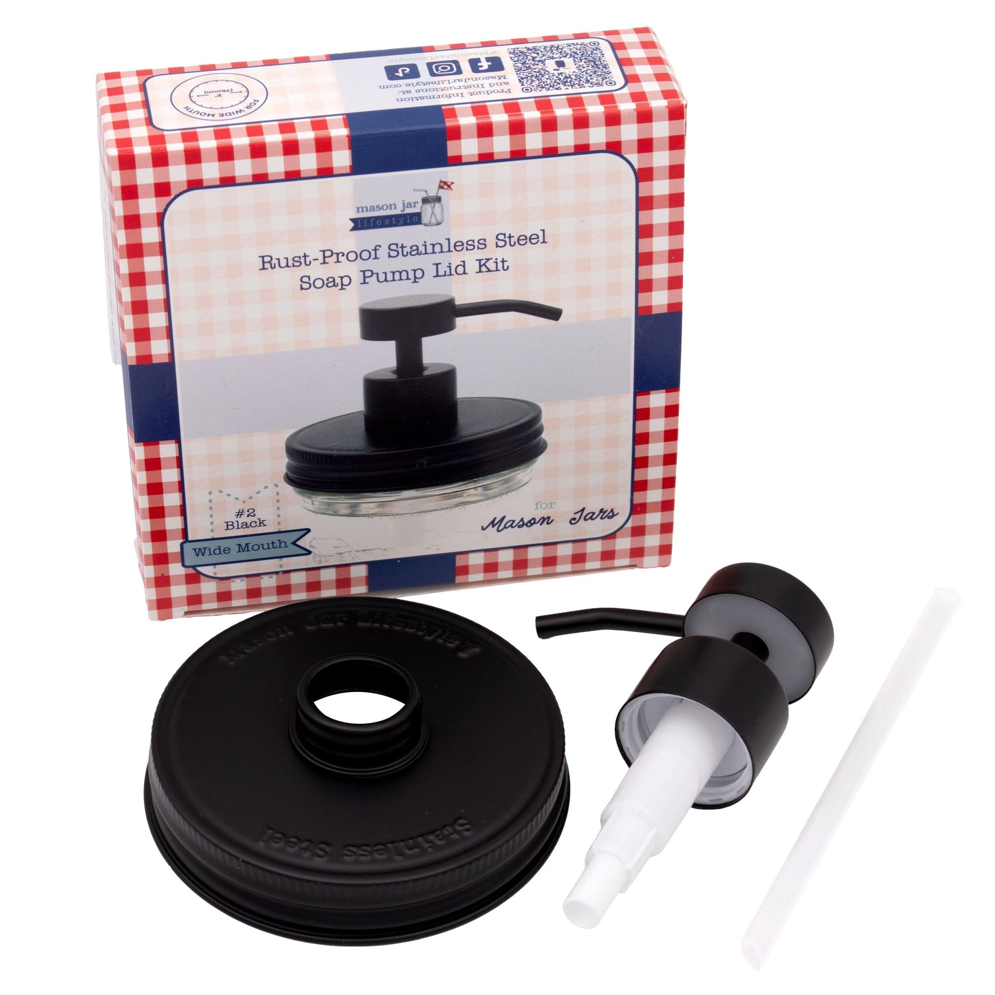 Matte Black Soap Pump Lid Kit for Mason Jars